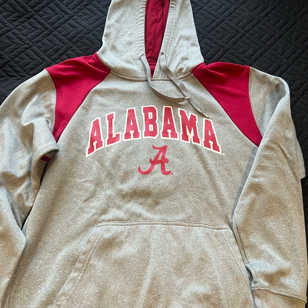 Alabama Grey and Crimson Hoodie with 'A' Logo